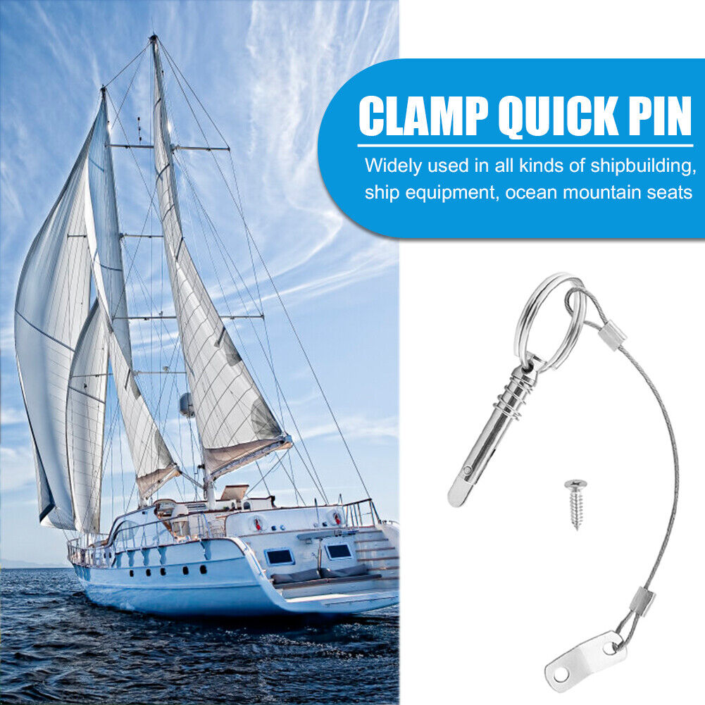 Stainless Steel Boat Quick Release Pin w/Lanyard Deck Hinge Marine Hardware