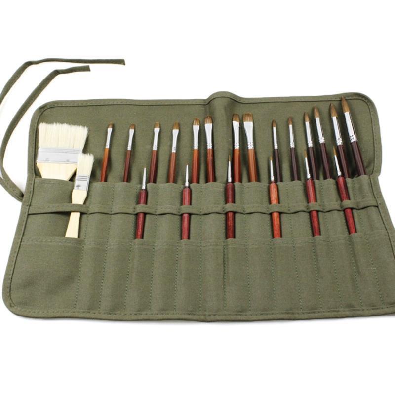 Portable Artist Paint Brush Bag Holder 30 Slots Roll Up Canvas Paint Brush Cases