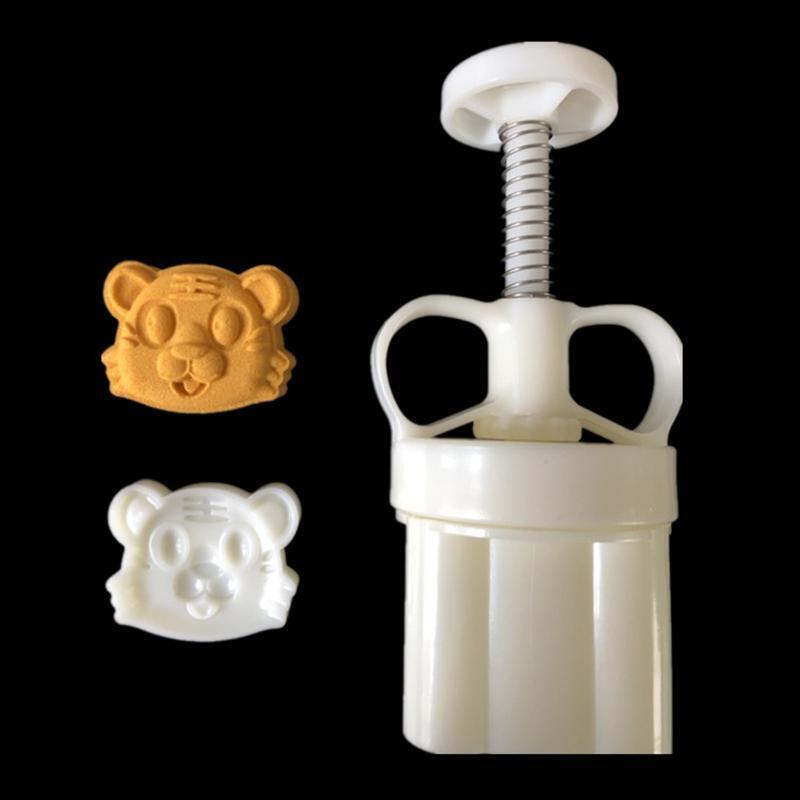 50g Tiger Cookie Stamp Thickness Adjustable Moon Cake Mold Set Hand Press Cutter