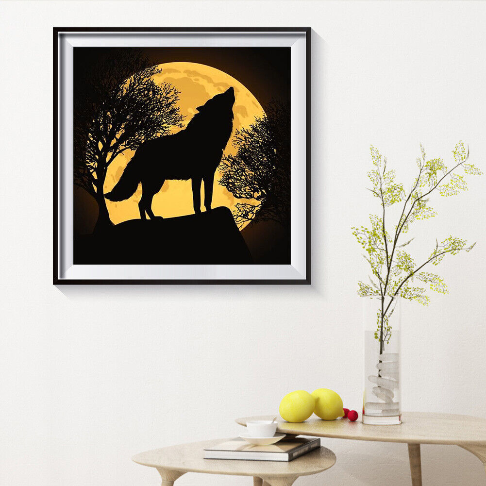 Moon Wolf Full Round Drill DIY Mosaic Diamond Painting Animal Wall Decor