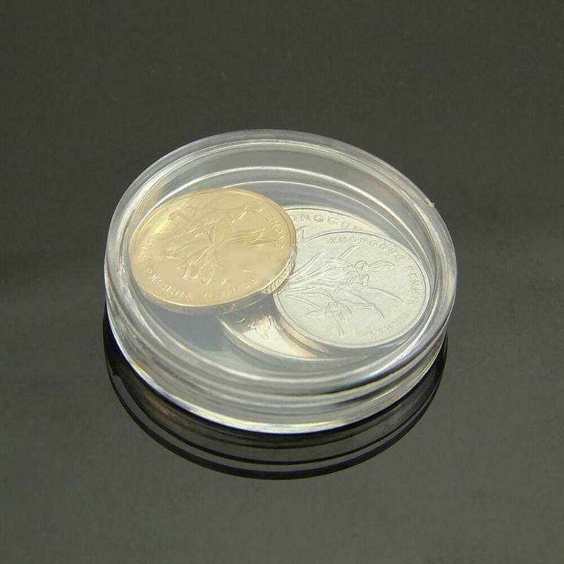 10pcs 35mm Useful Clear Round Cases Coin Storage Capsules Holder Round Plastic