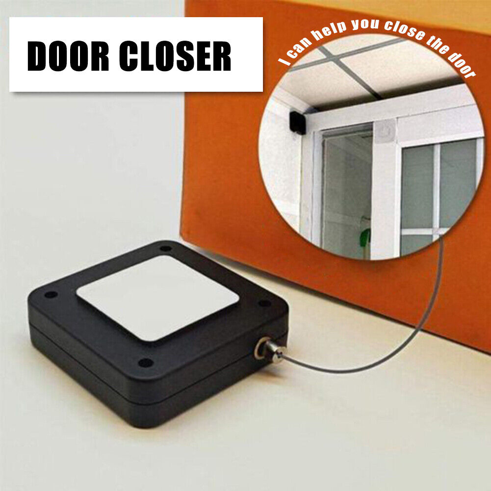 Punch-Free Automatic Sensor Door Closer Home Sliding Door Closer (Black)