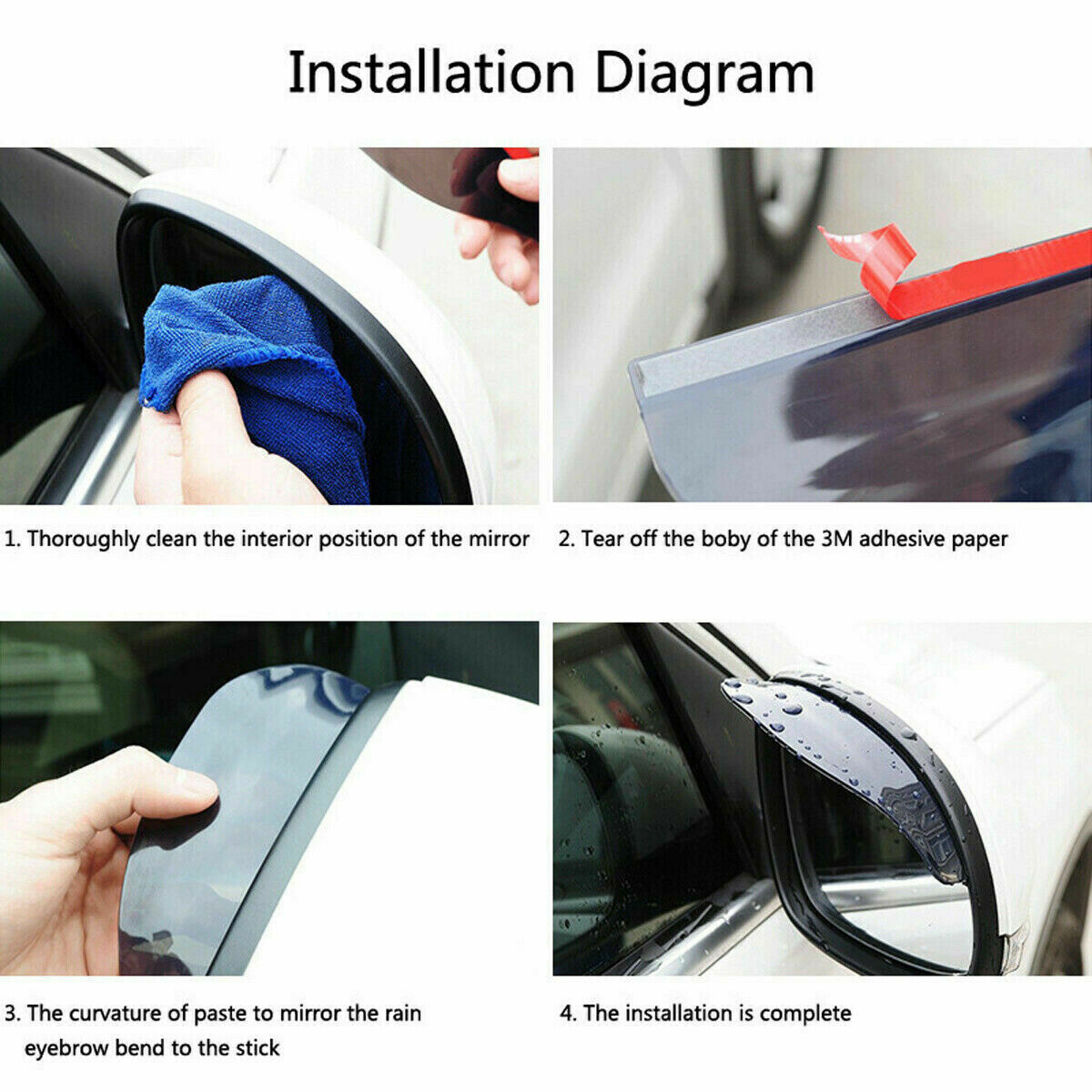 1 Pair Black Car Rear View Side Mirror Sun Visor Rain Board Eyebrow Guard Parts