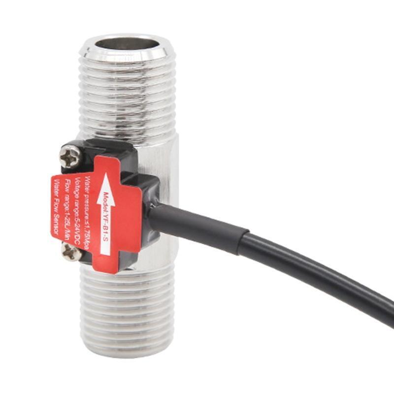 G1/2" Thread Steel Water Flow Sensor Hall Effect Sensor Switch Flow Meter Heater
