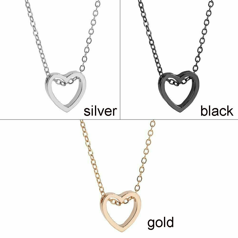 Gift Choker Jewelry LOVE Heart Pendant Charm Necklace Stainless Steel Chain