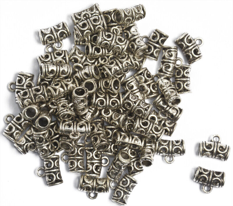 100 * Hanger Dangle Charm Pendants Spacer  with Loop Tibetan