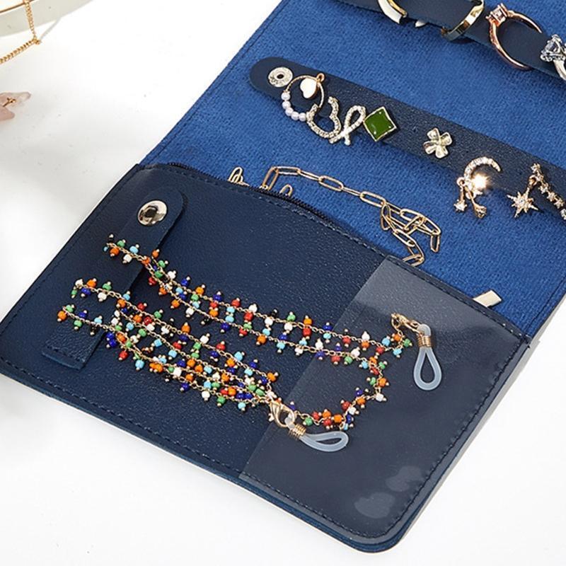 Jewelry Organizer Roll Travel Jewel Bag Case for Multiple Necklace Ring Bracelet