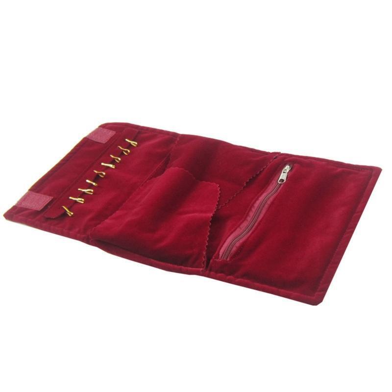 Velvet Jewelry Organizer Roll Travel Zipper Case Pouch Storage Bag for Necklace