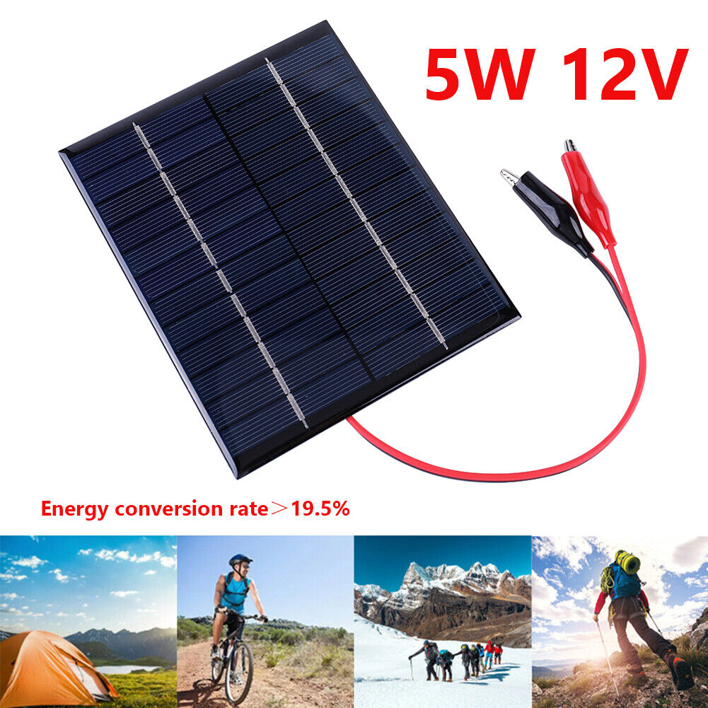 Waterproof Solar Panel 5W 12V Outdoor Portable DIY Polysilicon Epoxy Panels