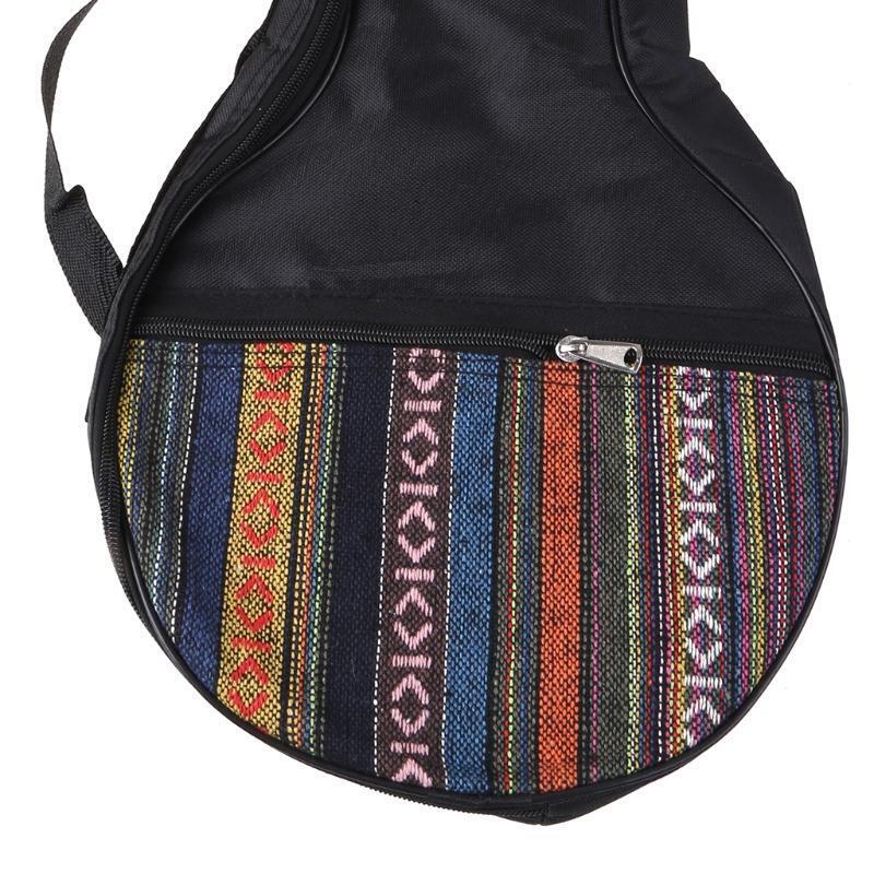 25in 4-Strings Banjo Bag Ethnic Style Musical Ukulele Tote Case Cotton Backpack