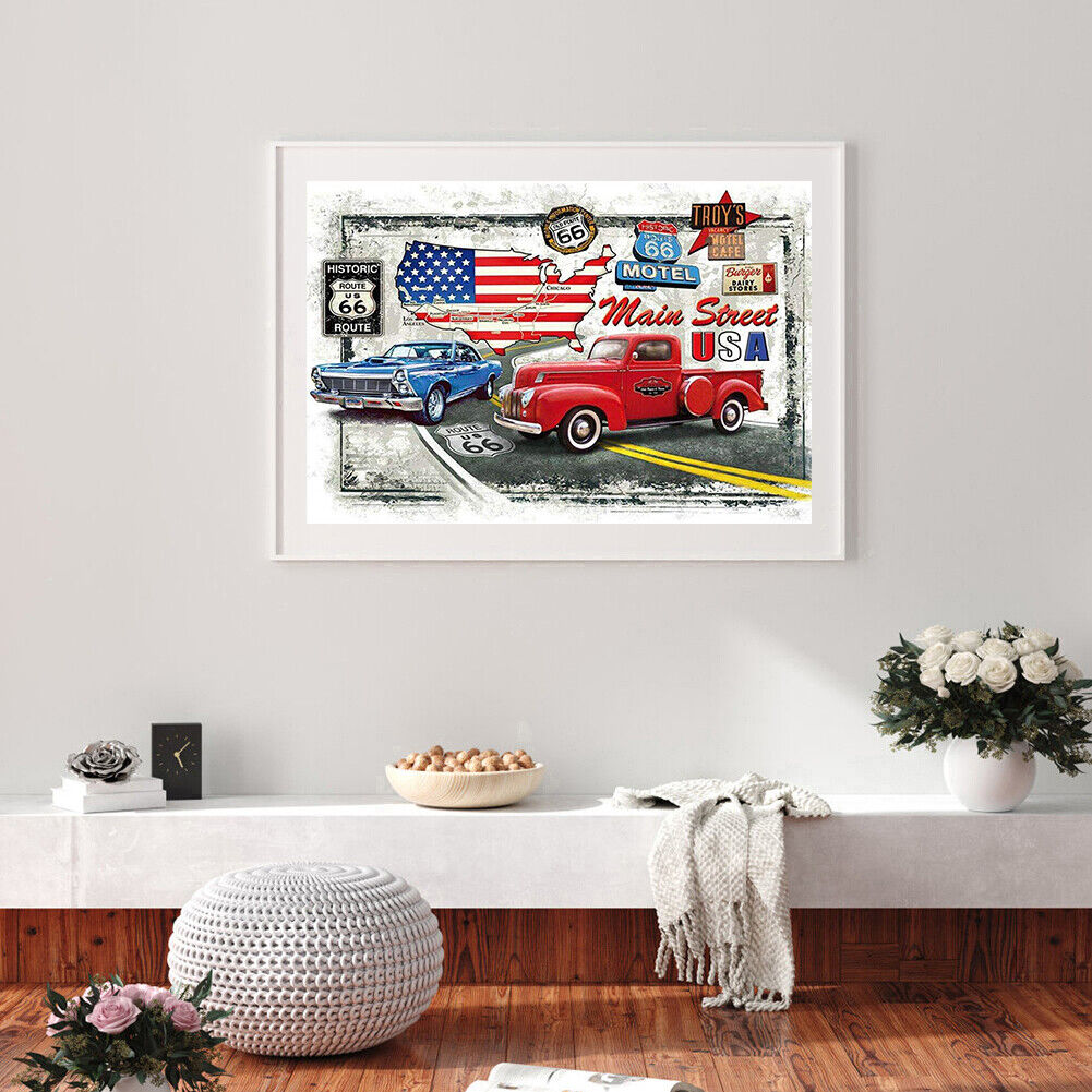 Diamond Painting Kit The Mystery of Highway 66 Full Round Drill Handicrafts