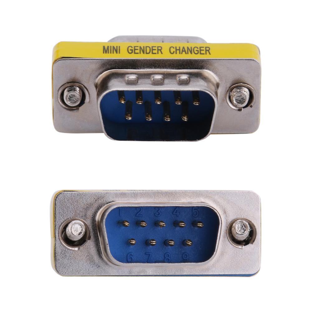 2pcs DB9 Male to Male Adapter Gender Changer Serial RS232 Coupler Straight