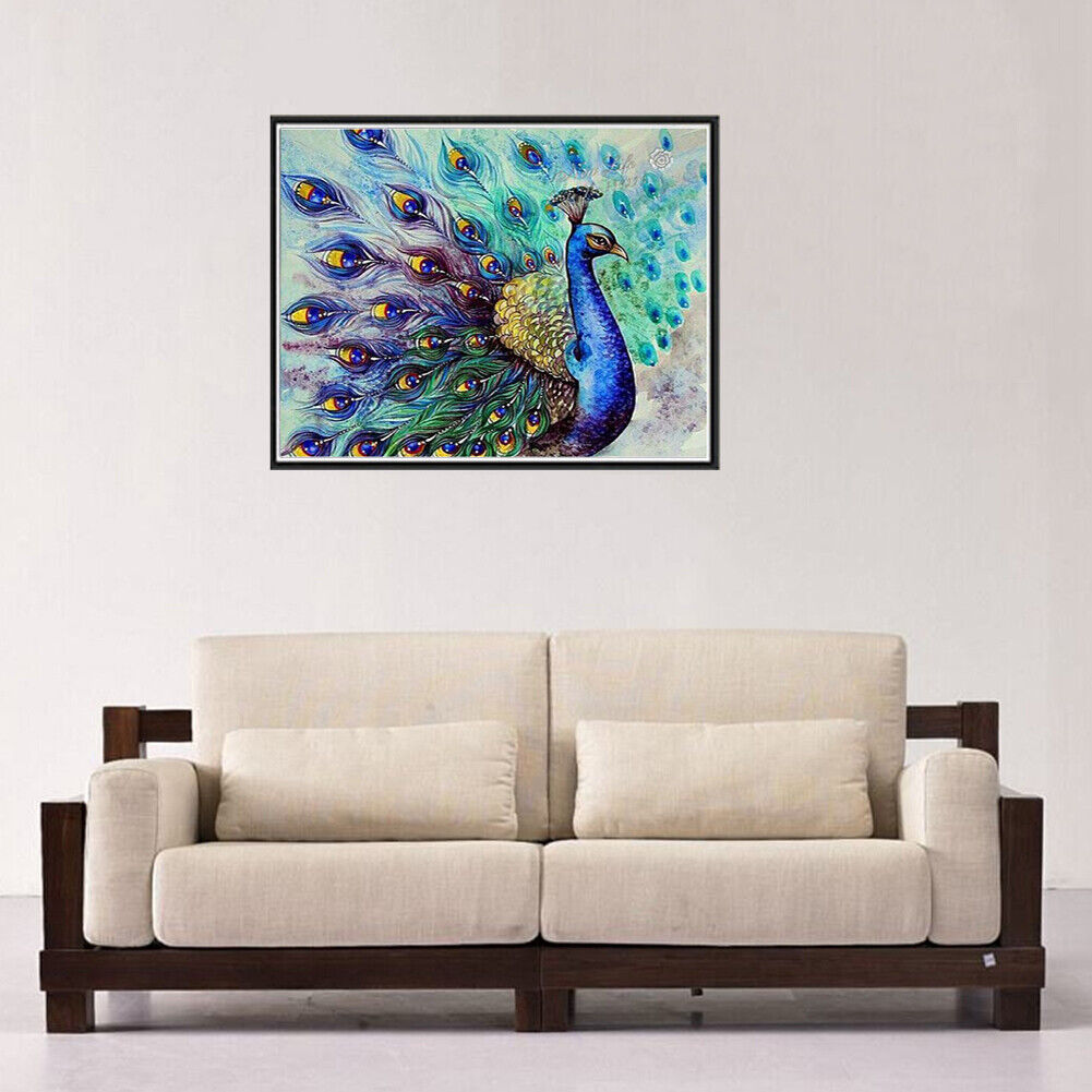 Peacock Flaunting Its Tail 5D Diamond DIY Painting Craft Kit Home Decor