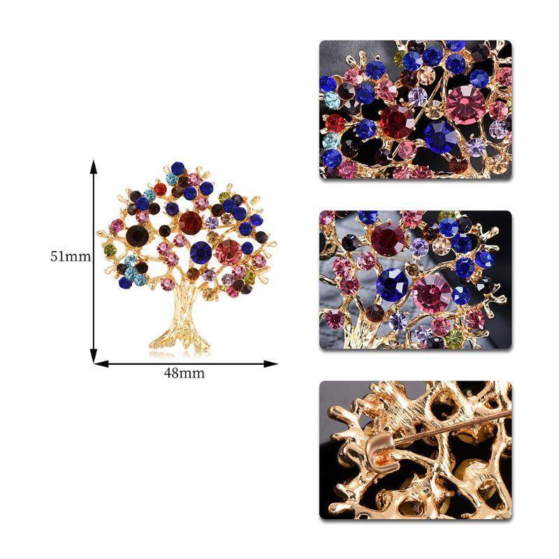 Tree Brooch Rhinestone Decorative Charms Jewelry Badge Banquet Suit Scarf Pins