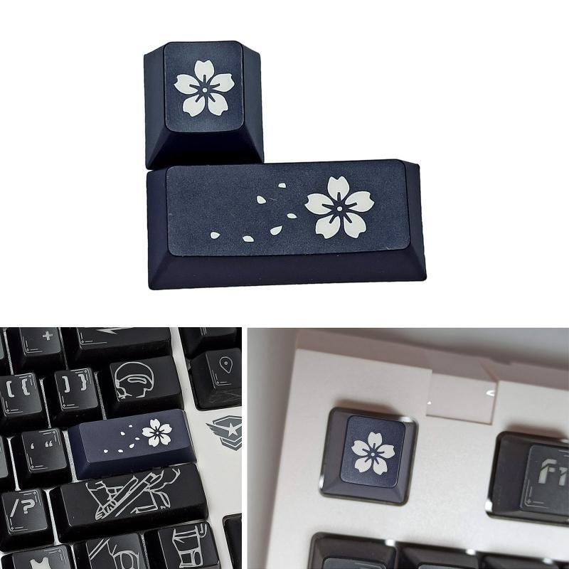 2 Personalized Keyboard Keycap Cherry Profile Esc Enter Keycap Black White Petal