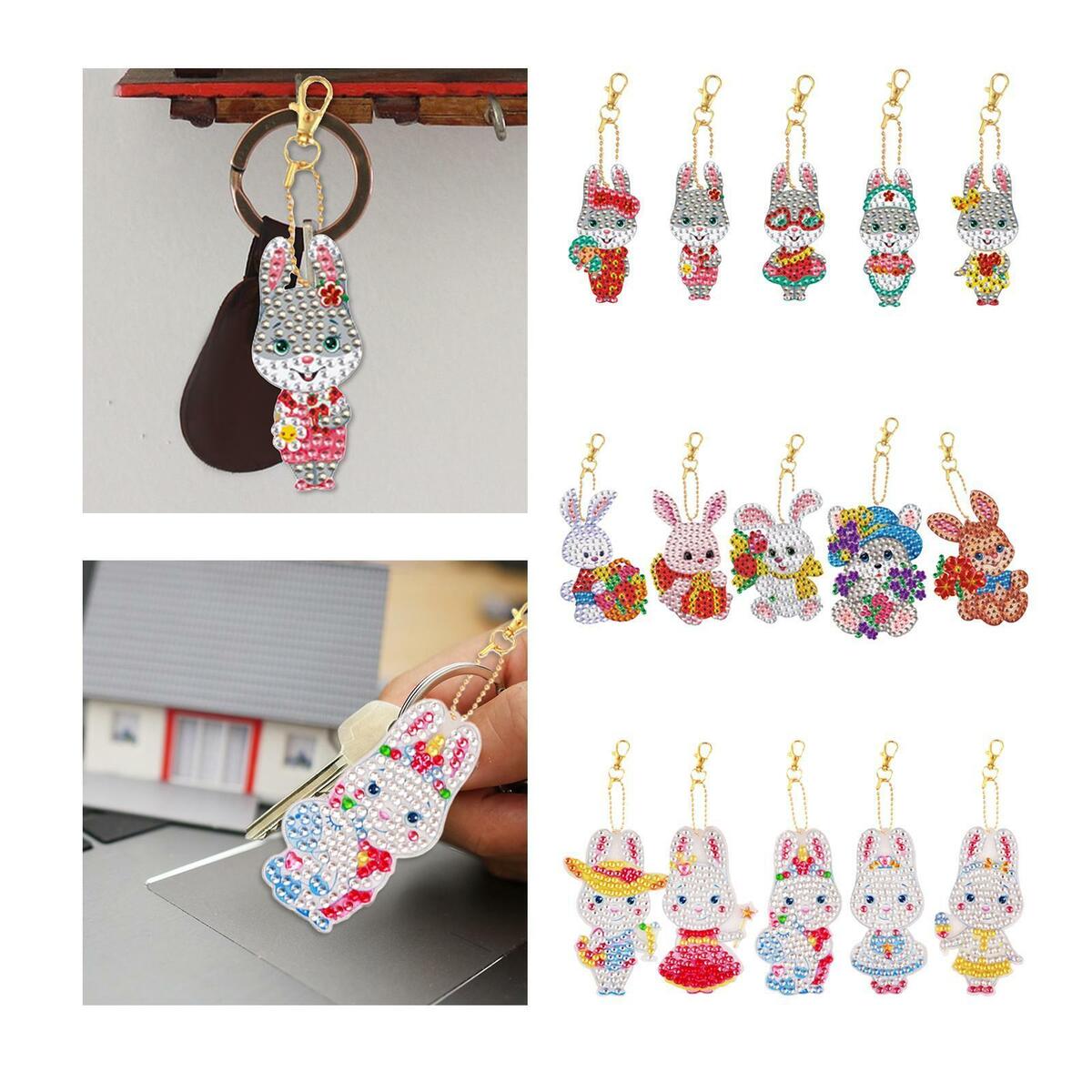 15x  Keychains  Bunny Rhinestone Pendants Bag Decor