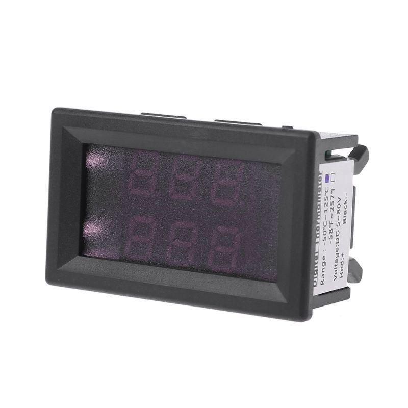 DC 5V-80V Precision Dual Display Digital Thermometer Monitor Panel Meter 2 NTC