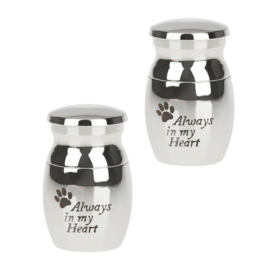 2pcs Paw Print Always in my Heart Ashes Cremation Urn Funeral Memorial Jar