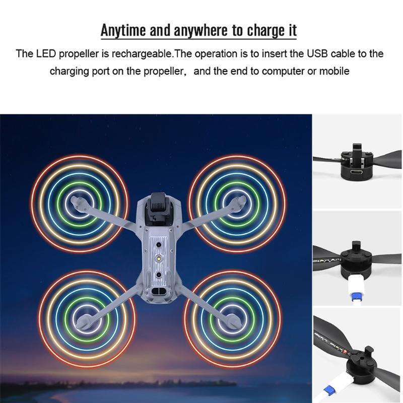 Rechargeable Blades LED Light Flash Propellers Fit for Mavic Air 2 Drone