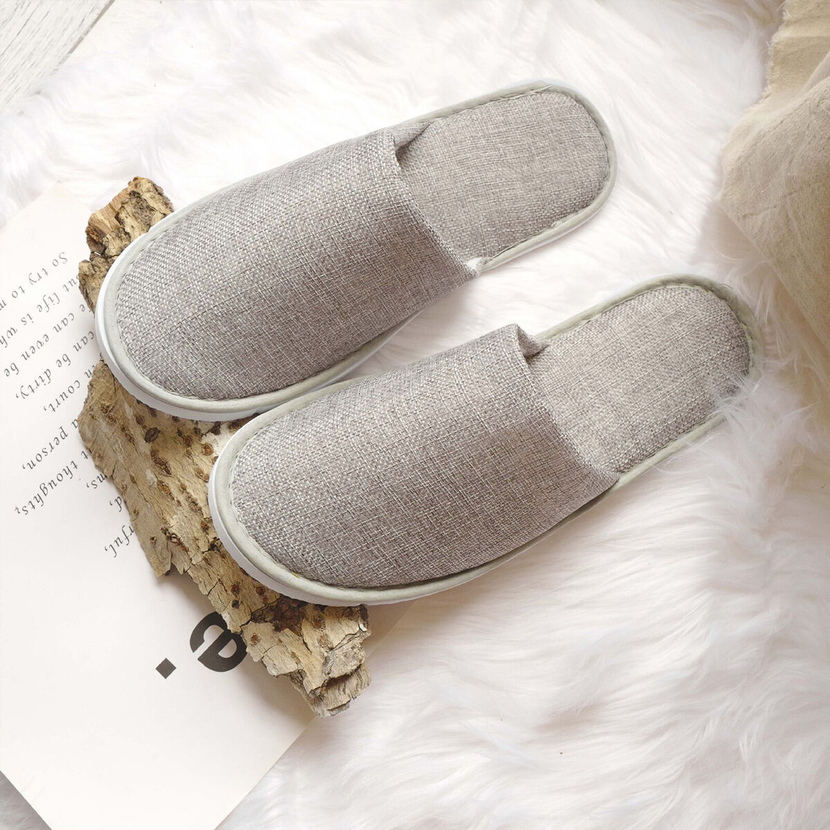 SPA Slippers - Non-slip Closed Toe Slippers for Home Hotel Guest (Grey)