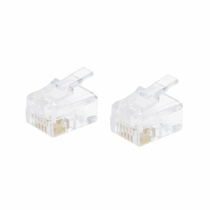 100pcs RJ12 6P6C Modular Cable Head Telephone Connectors Crystal Plugs