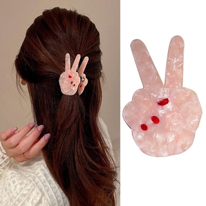 Cute V Gesture Shape Hairpin Simple Hair Bangs Headdress Cartoon Style Hairpin