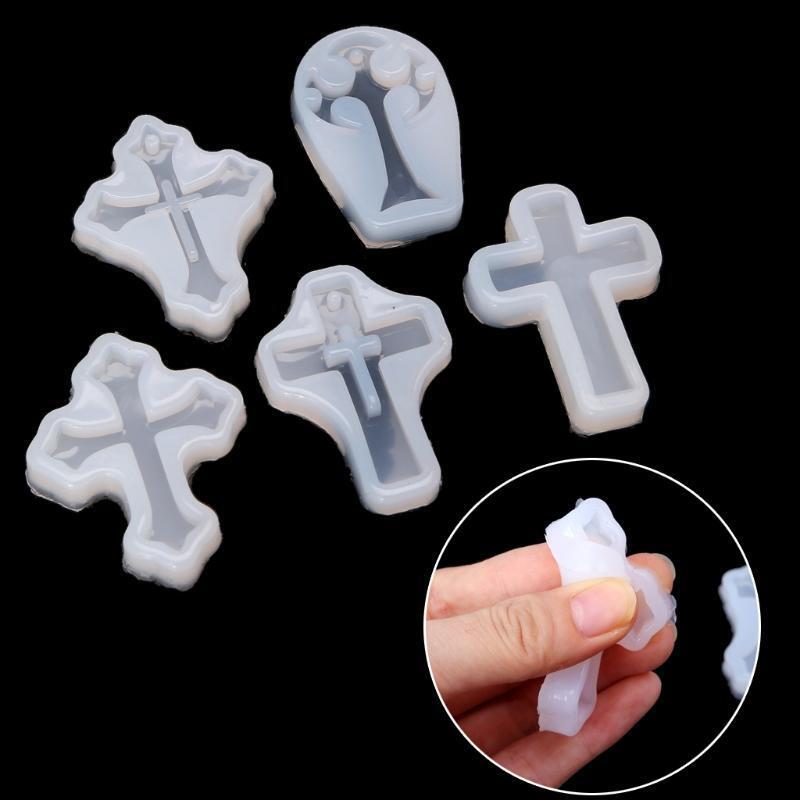 5Pcs Cross Shape Silicone Pendant Jewelry Casting Mold for DIY Jewelry Making