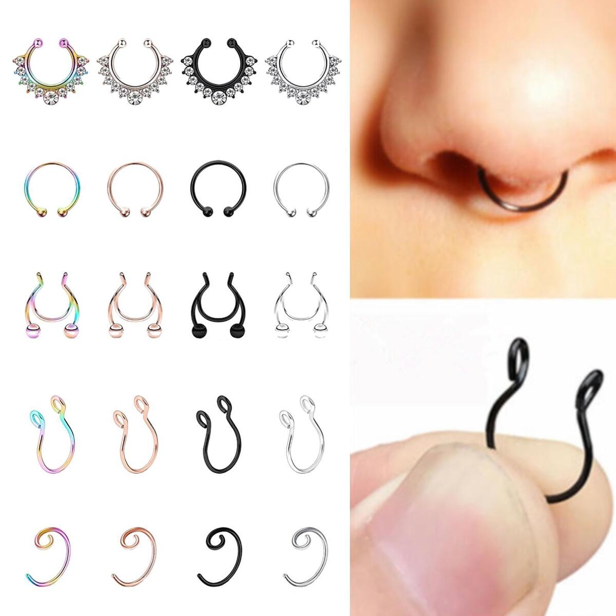 20- Nose Rings Hoop Nostril  for party and daily Wearing Holiday