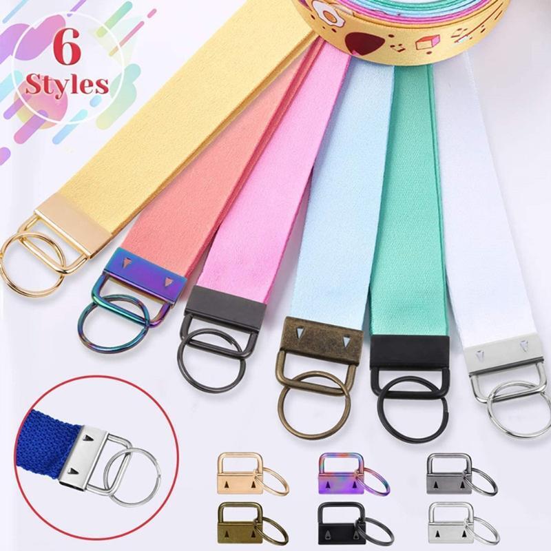 42Pcs Key Fob Hardware with Split Rings Lanyard Wristlet Tail Clip Clasp Kits