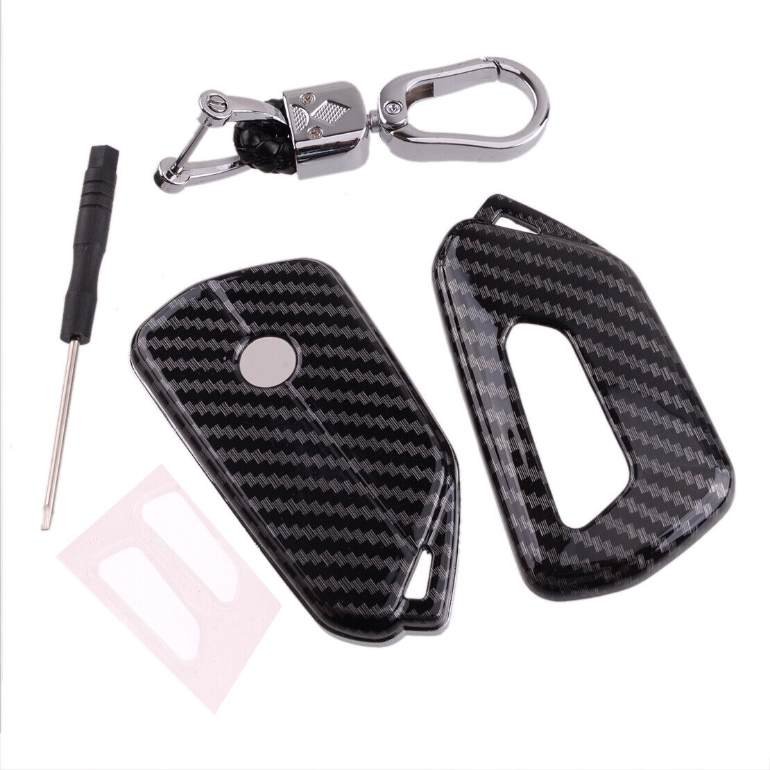Carbon Fiber Style Key Fob Cover Case Keychain Fit for VW Golf GTI MK8 ID.4