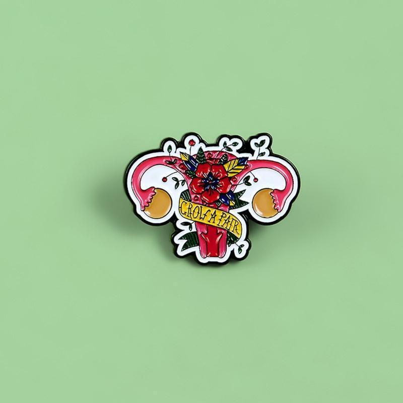 Uterine Medicine Brooches Feminist Uterus Rose Enamel Pin Decor for DIY Scarves