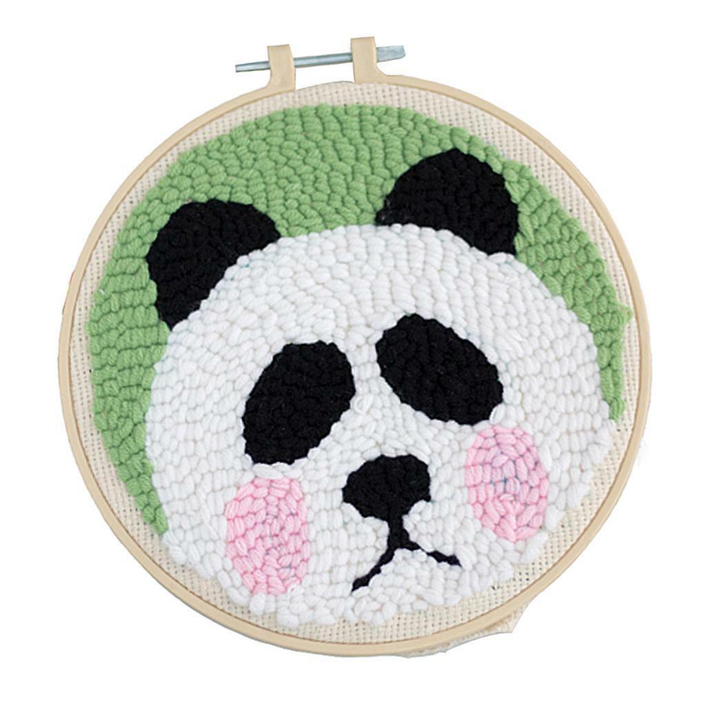 Lovely Panda Punch Needle Kits with  Tools Soft Yarn for