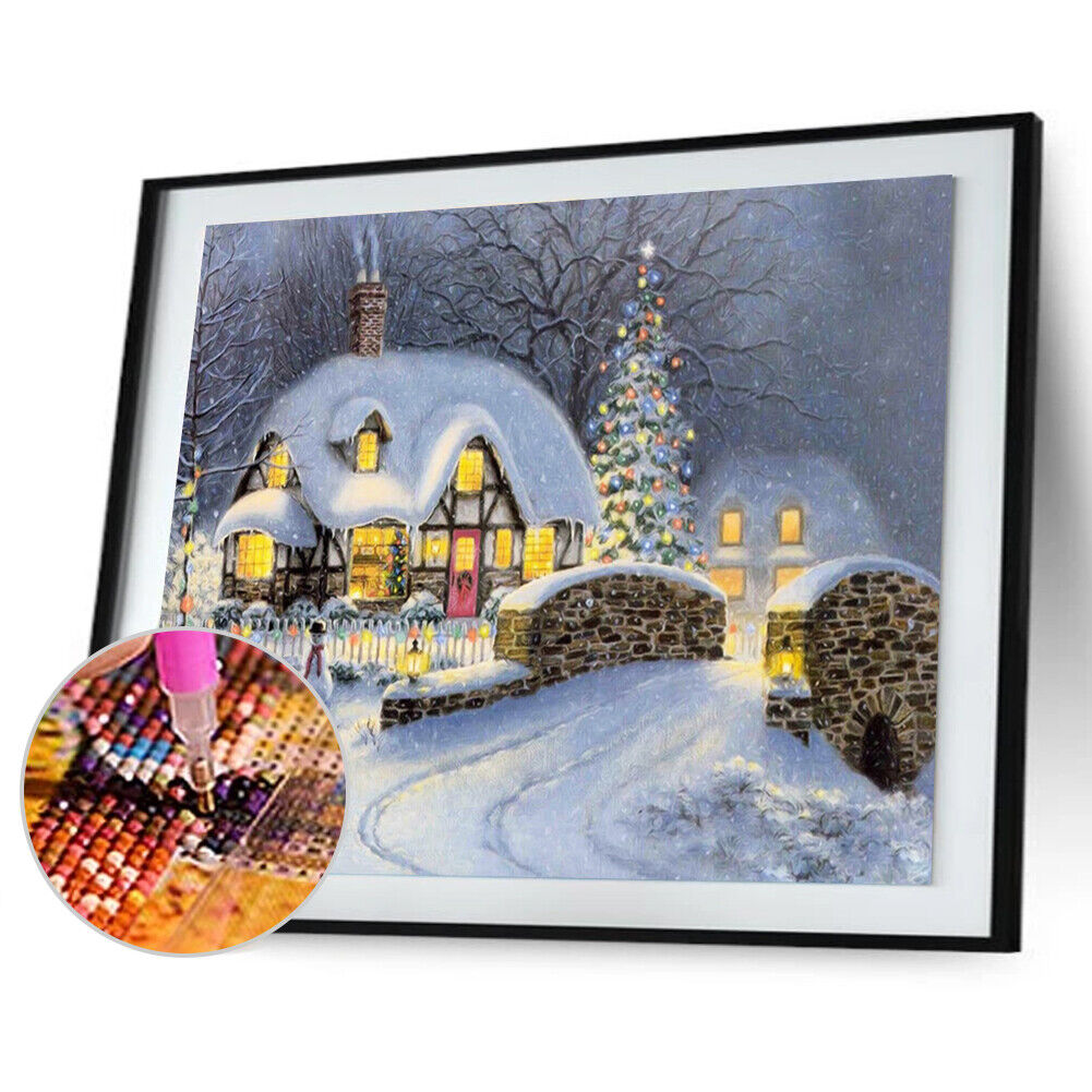 Christmas Night Snow 5D Diamond DIY Painting Craft Kit Home Wall  Decor