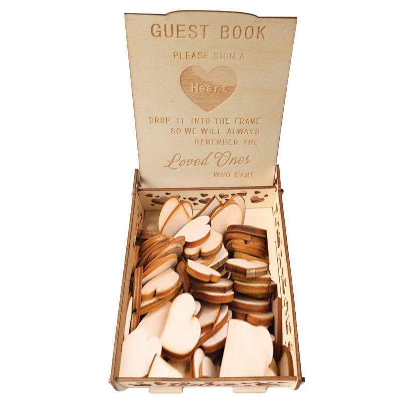 Love Holder Wooden Wedding Heart Drop Box for Guest Book Message Rustic Decor