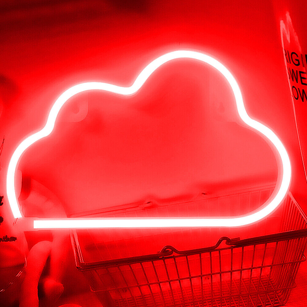 Cartoon Cloud Sign Neon Light USB Battery Operated Art Hanging Lamp (Red)