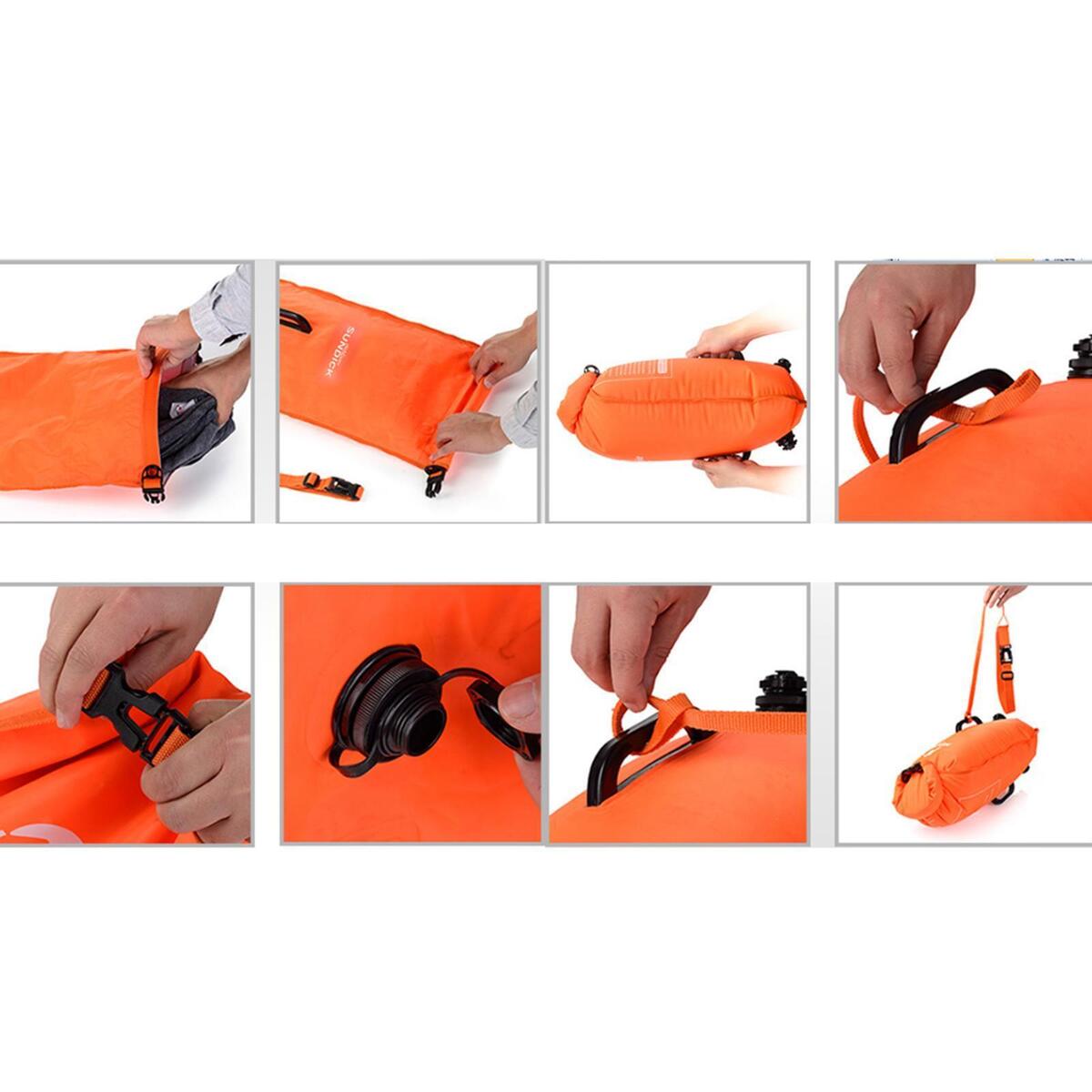 2Pack High Visibility Inflatable Dry Bag Safety Swim Buoy Tow Float Fluo