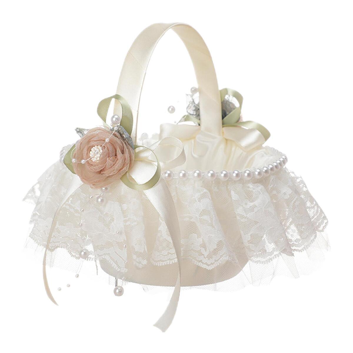 Delicate Wedding Flower Girl Basket for Party Bridal Accessories Ornament