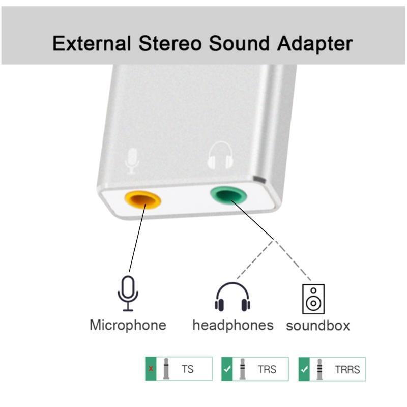USB Type-c Audio Adapter External Stereo Sound Card with 3.5mm Headset Mic Jack