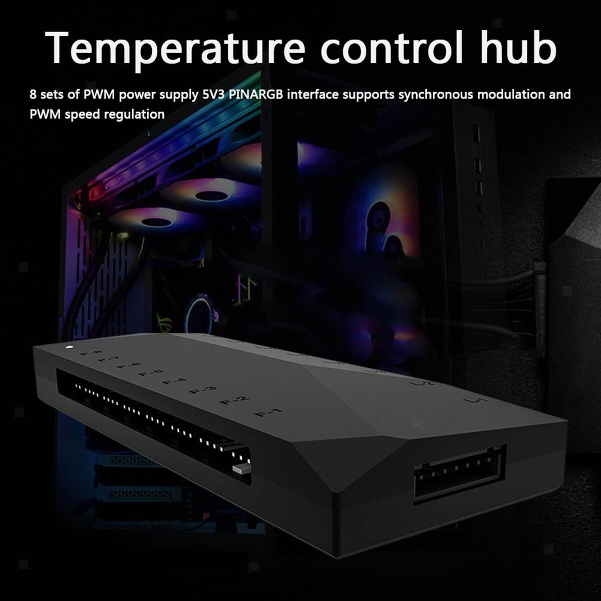 ARGB Hub PWM Fan Controller 5V 3Pin SATA Power Supply Connectors, for Chassis
