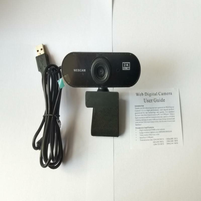 2K Webcam Free Drive for Desktop High-D USB Webcam Live Streaming Computer Web
