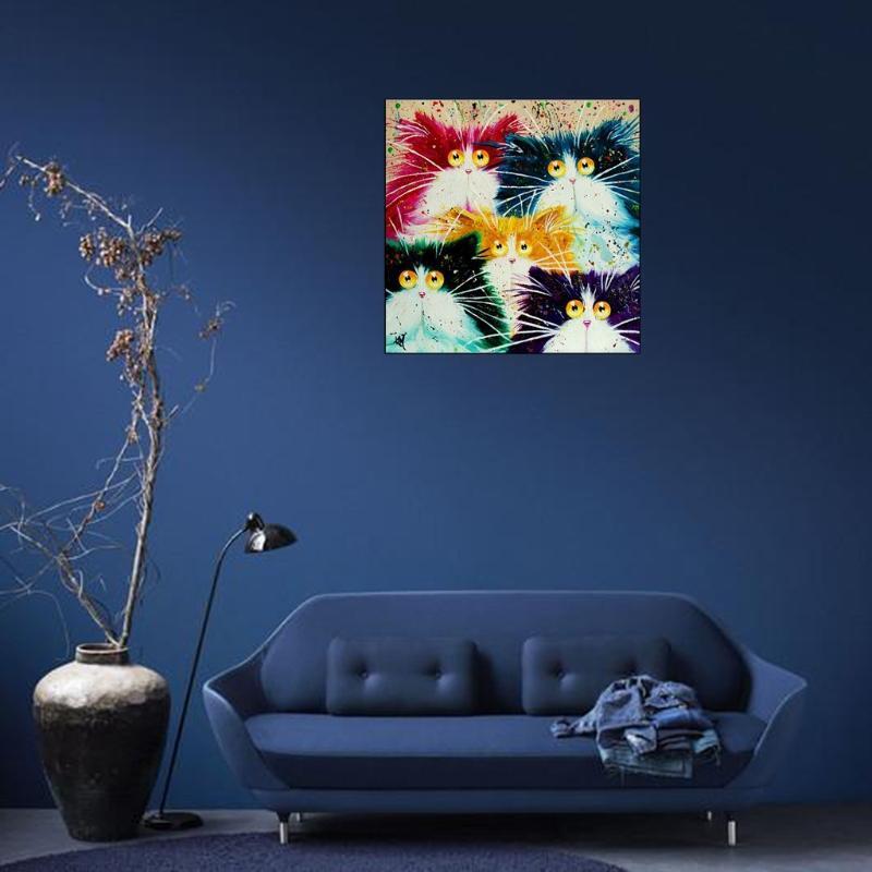 DIY Oil Painting By Numbers Acrylic Drawing On Canvas Abstract Cat Home Decor
