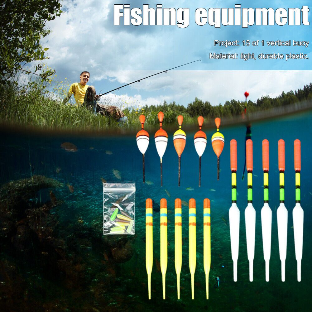 15pcs/Set Sea Fishing Floats Vertical Buoy Slip Bobber Rod Fishing Lures