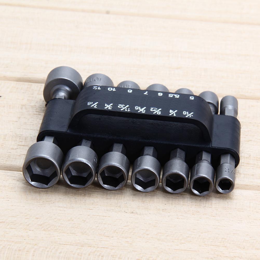 14pc Power Nut Driver Drill Bit Set SEA Metric Socket Wrench Screw 1/4" Hex