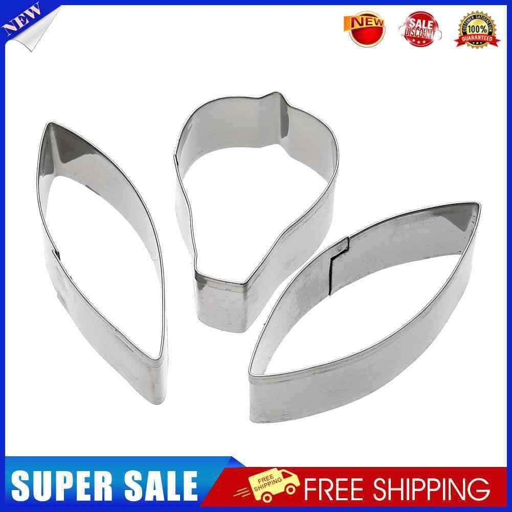 3pcs Clematis Flower Metal Cake Mold Stainless Steel Cookie Cutter Tools