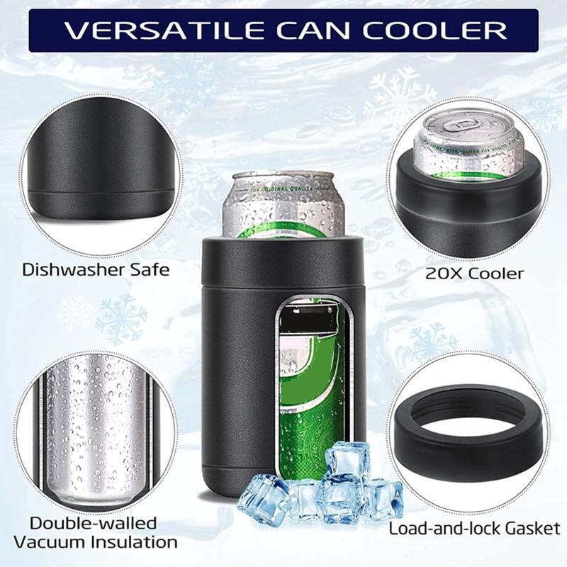 3 in 1 Beer Can Coolers Vacuum Insulated Double Walled Stainless Steel Material
