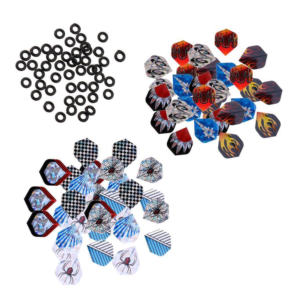60Pcs Standard   Flights Plus 100Pcs Shaft O-Rings Washers Gasket Grommet