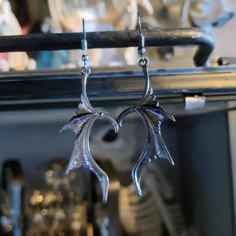 Matching Love Heart Earrings Dragon Wing Earrings Cool Gothic Earrings for Women