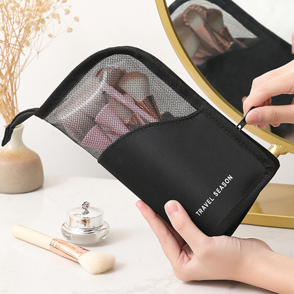Zipper Waterproof Cosmetics Storage Bag Makeup Brush Holder Pouch (Black)