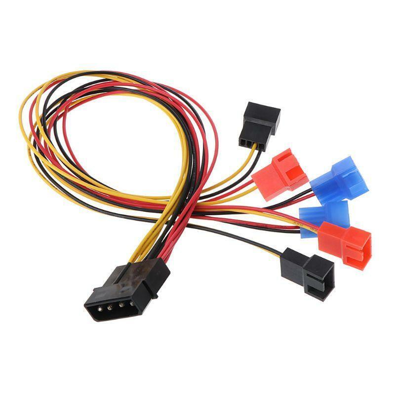 4-Pin IDE Molex To 6-Port Cooling Fan 2-Pin Splitter Power PC DIY Adapter Cable