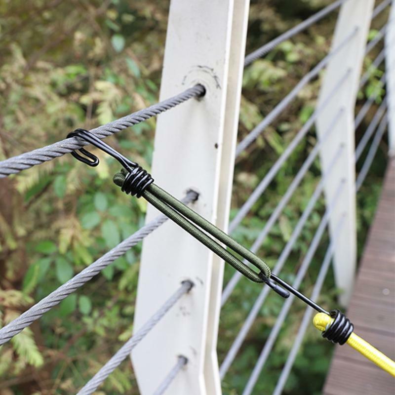 5 Pcs Elastic Tent Ropes Buckle Ground Nail Strap Camping Canopy Fixed Hook Cord